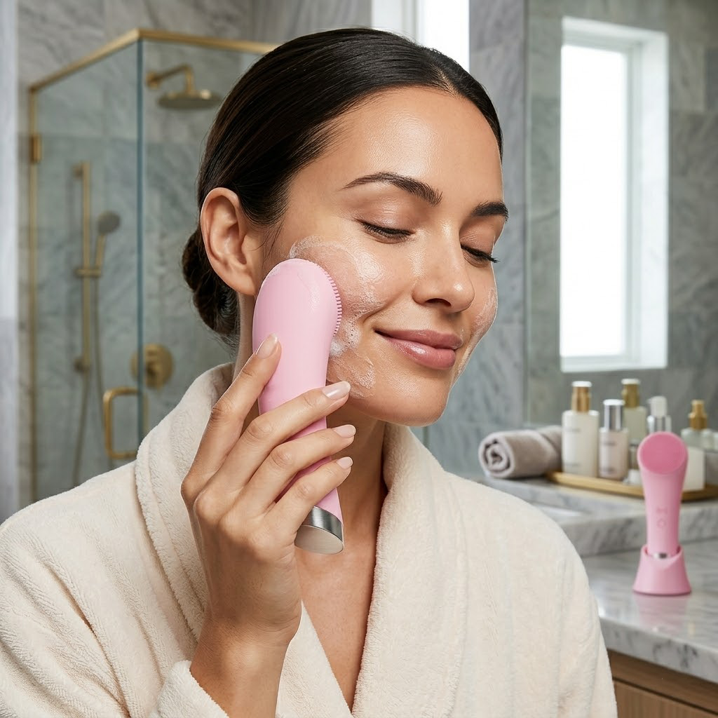 Buvyra Sonic Facial Cleansing Brush & Anti-Aging Massager | Waterproof Silicone Skin Scrubber for Deep Pore Purifying and Radiant Complexion