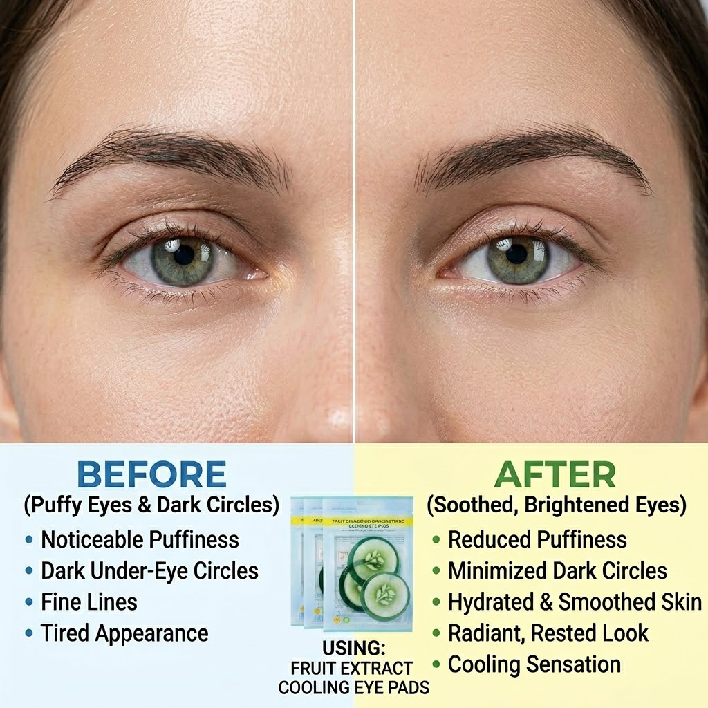 Buvyra Cucumber Eye Mask - Cooling Fruit Extract Hydro-Soothing Pads for Puffy Eyes & Dark Circles, Refreshing Under Eye Treatment for Fine Lines, Hydrating & Soothing Skincare