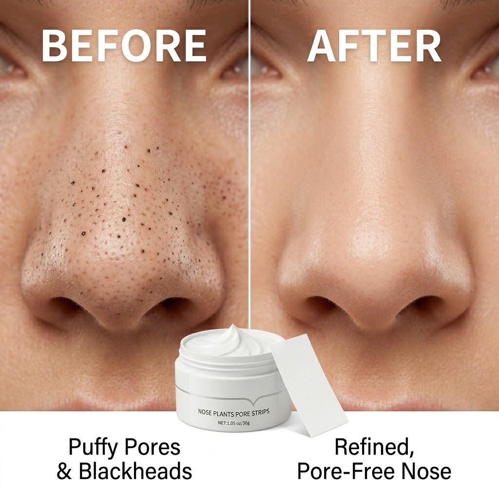 Buvyra Botanica Pore Purifier: Gentle Plant-Based Blackhead Removal Cream with 60 Professional Strips