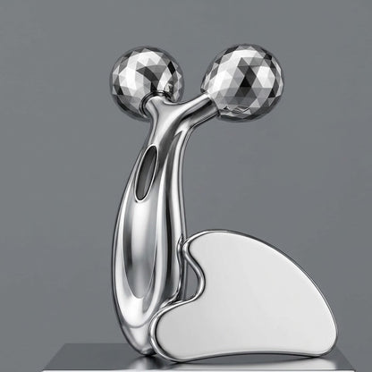 Buvyra Stainless Steel Gua Sha and Facial Roller Set: Lifting, Depuffing, and Skin Rejuvenating Massage Tools
